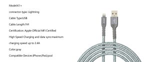 کابل تبدیل USB به لایتنینگ +K1 - آهیل مارکت