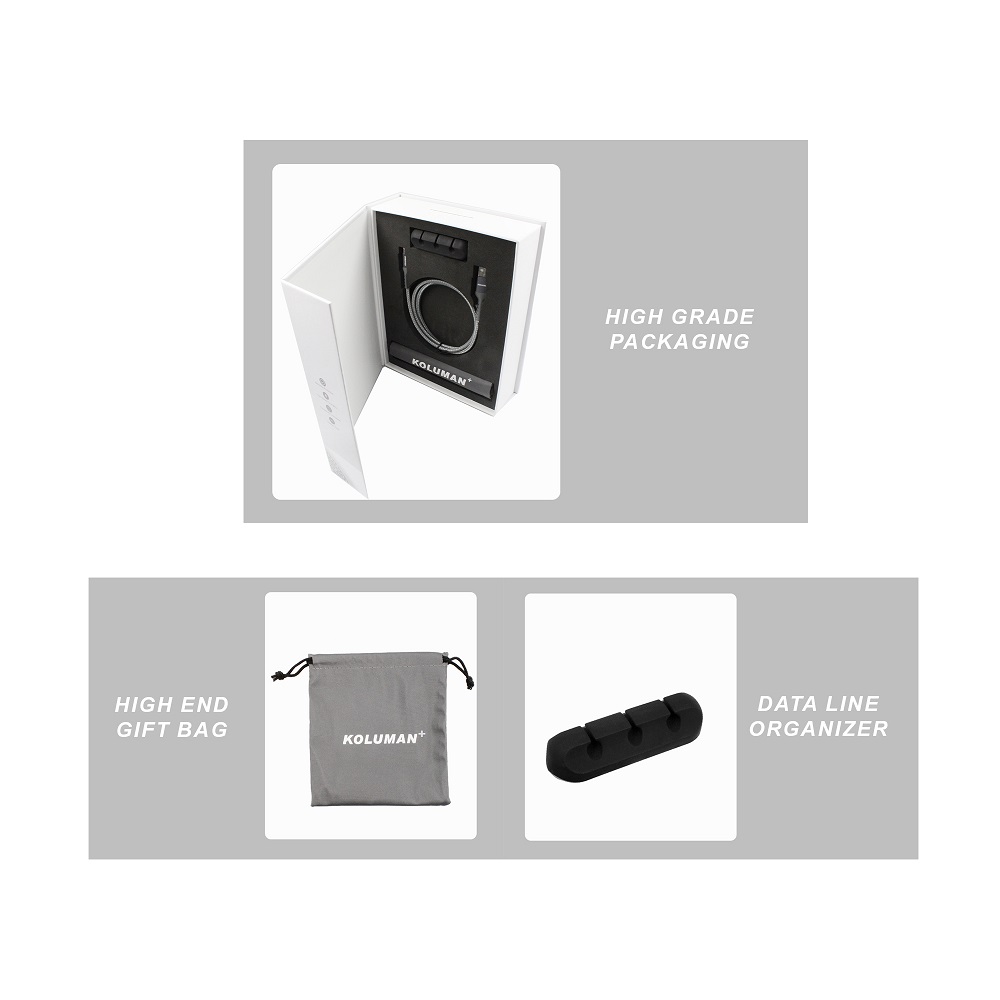 کابل تبدیل USB به لایتنینگ کلومن پلاس مدل +K1 با مقاومت بالا| آهیل مارکت